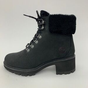 Timberland KINSLEY Black Nubuck Round Toe Lace Up WaterProof Women's Combat Boot